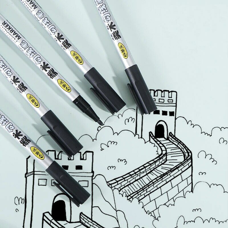 Bolígrafo de Gel negro impermeable aceitoso de 1,2mm, marcadores de bocetos de Graffiti DIY, papelería, suministros escolares