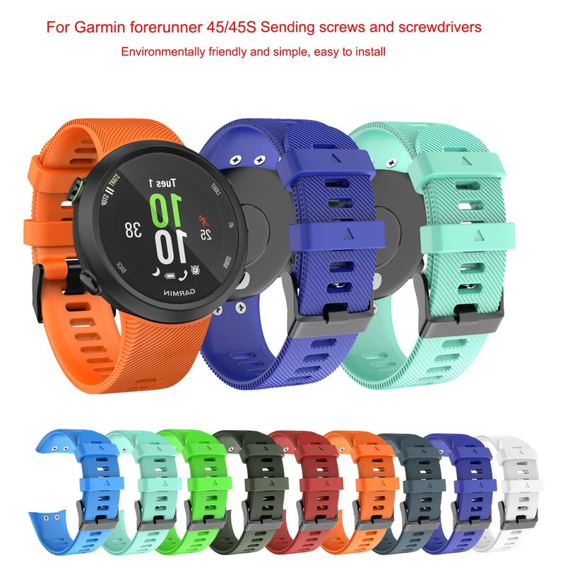 18mm 20mm Silicone Strap For Garmin Forerunner 45 / 45 S Sports Bracelet Replacement Strap