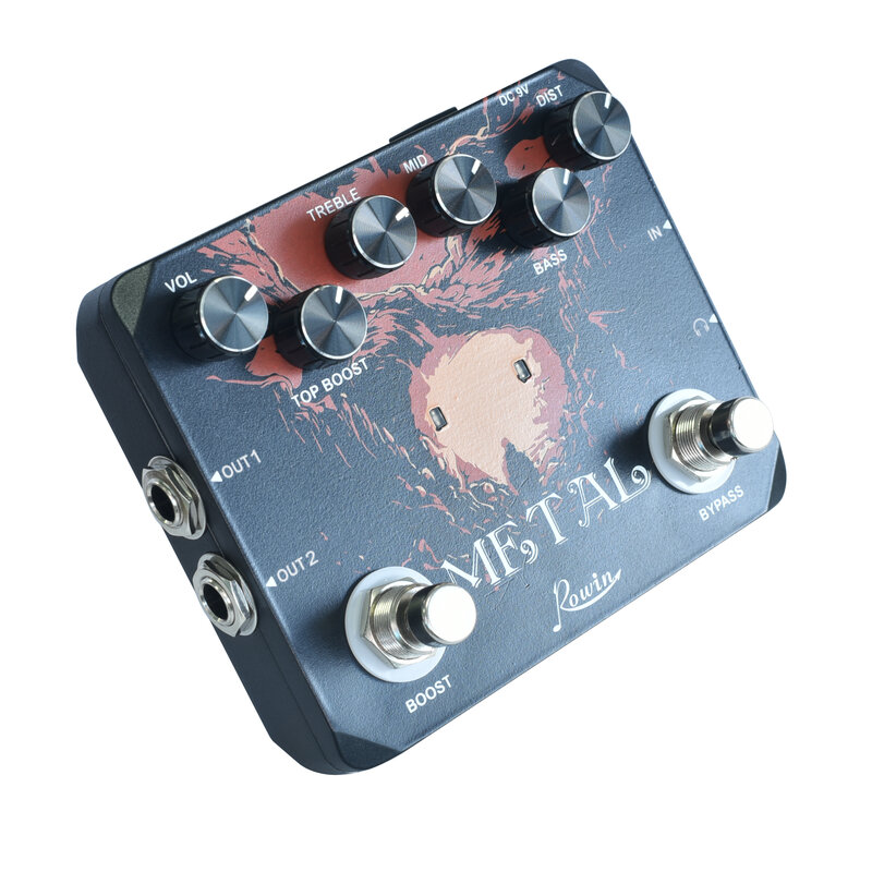 Rowin-Pedal de efecto de guitarra de Metal LTL-03 versión 2,0 con sonidos metálicos tradicionales, sonido de súper distorsión y auriculares True Bypass