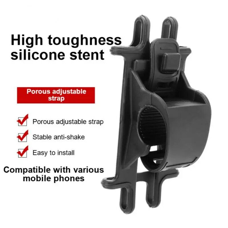 Phone Holder Black Adjustable Protable Anti-slip Shockproof Motorcycle Mountain Handlebar Stem Support Rack Silicone