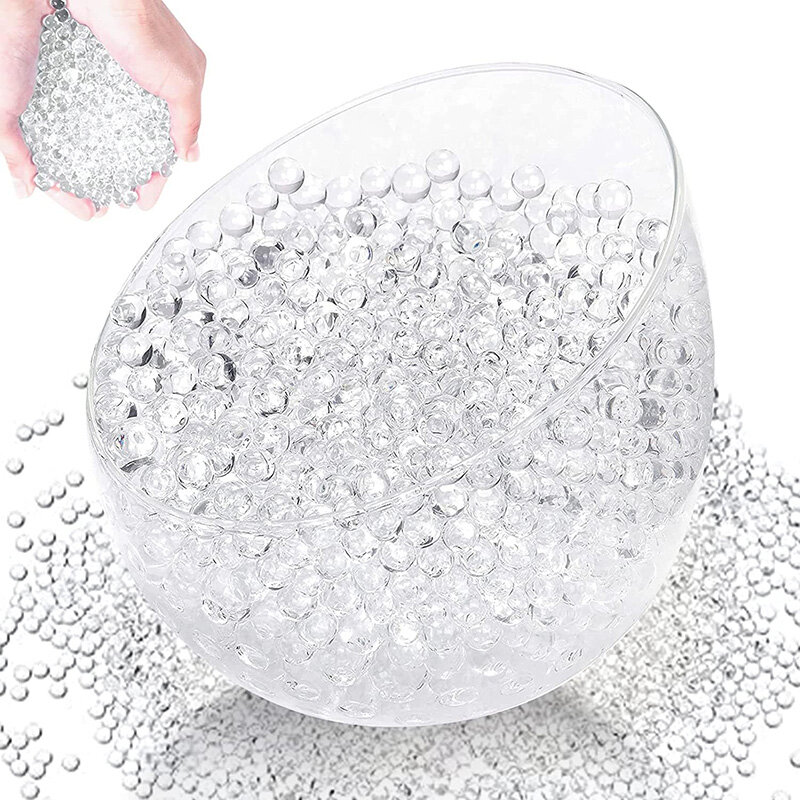 600PCS Transparent Water Beads Crystal Soil Clear Growing Gel Pearls Hydrogel Balls Muds Orbiz Jelly for Vase Plants Home Decor