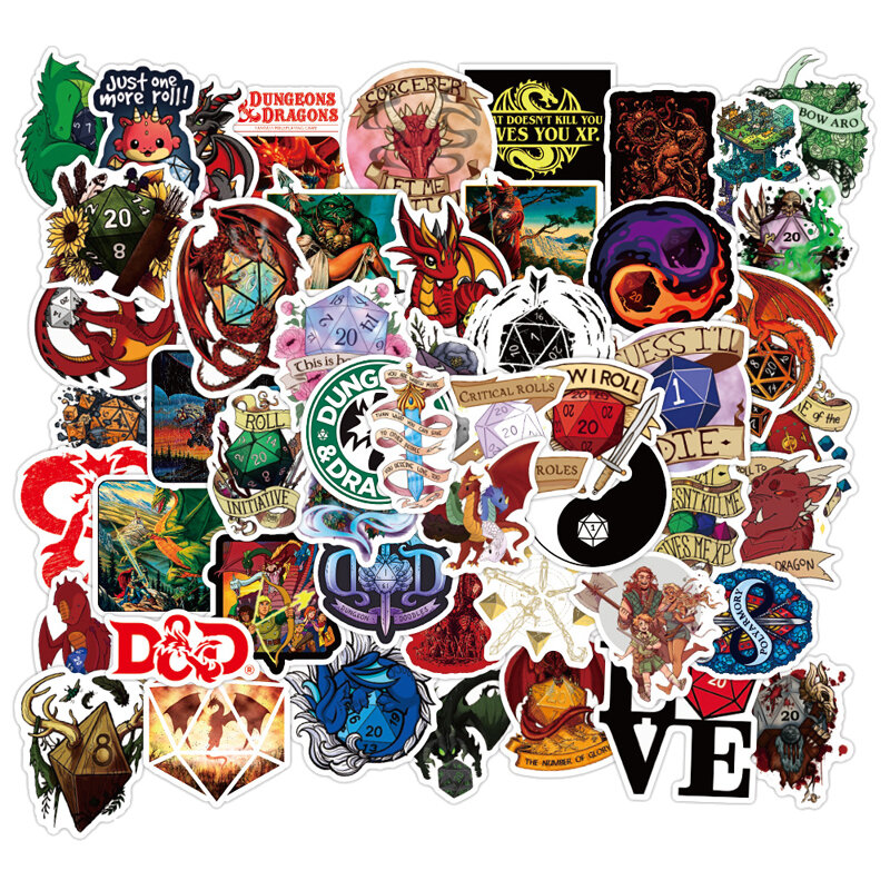 50pcs anime dungeons and dragons Graffiti decal notebook Stickers for Luggage Laptop Skateboard Motor Bicycle Car Guitar Sticker