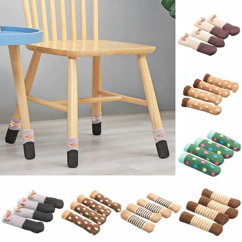 4 Stück Möbel Socken Stuhl elastische gestrickte Socken rutsch feste Stuhl Bein Füße umfasst Pads Tisch Füße Kappe Möbel Stiefeletten für den Boden