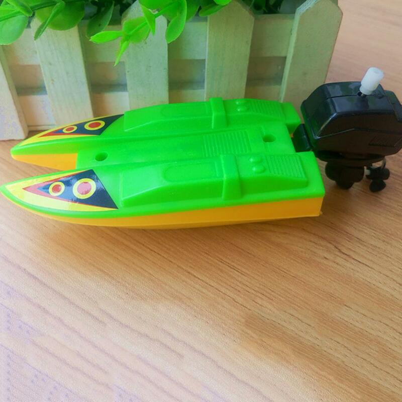 Barco de plástico con mecanismo de relojería para niños, juguete de baño para niños, barco de carreras, deportes acuáticos, juguetes flotantes de agua para niños