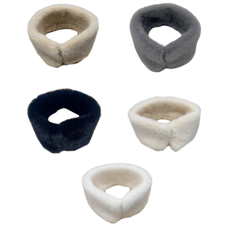 634C Chinese Hanfu Women Scarf Winter Imitation Furs Plush Neck Warmer Lightweight
