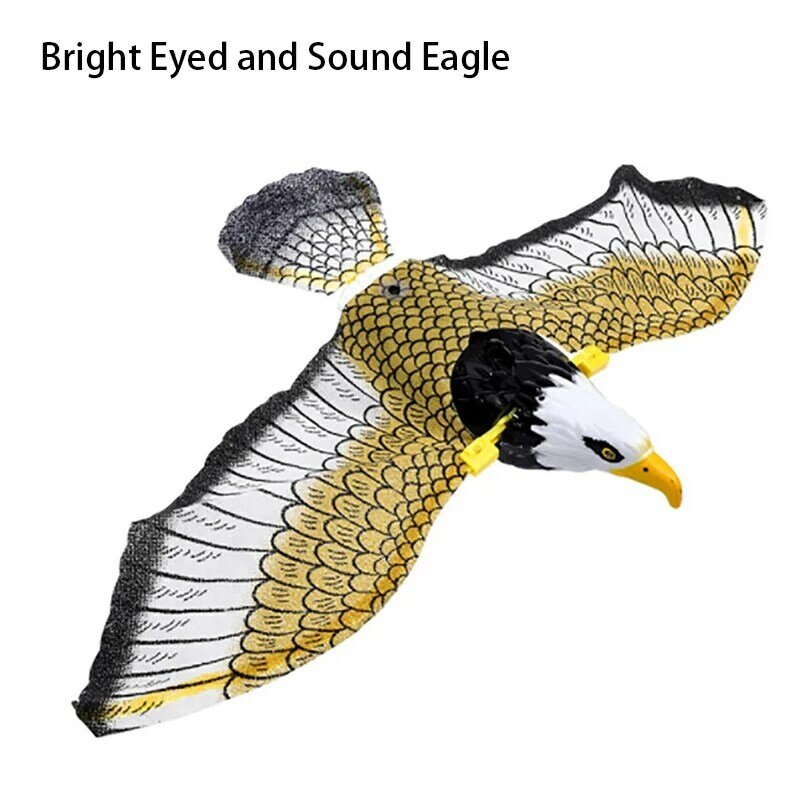 Repelente de aves luminoso, águila colgante con música, espantapájaros volador