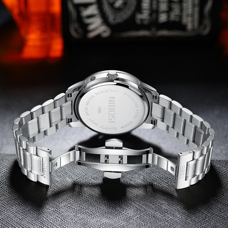 Nibosi-relógio de pulso masculino de quartzo, marca de luxo, famosa, casual, luminosa, militar, moda
