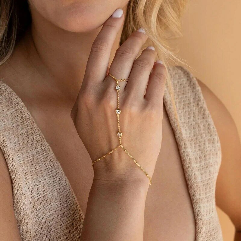 Модные золотые и серебряные браслеты для женщин, изящные модные браслеты-цепочки с кубическим цирконием и кристаллами для девушек, ювелирные изделия