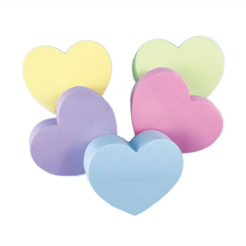 120 Sheets Sticky Notes Staff Students Writing Pads Heart Shaped Memo Pad Sticker Self-Adhesive Notepad School Supplies