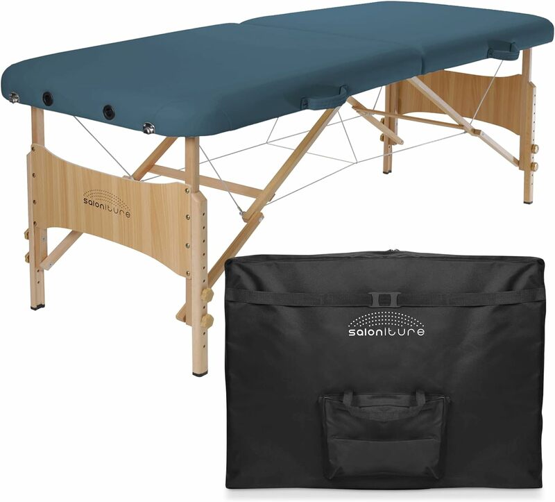 Saloniture-Mesa portátil dobrável massagem, azul básico