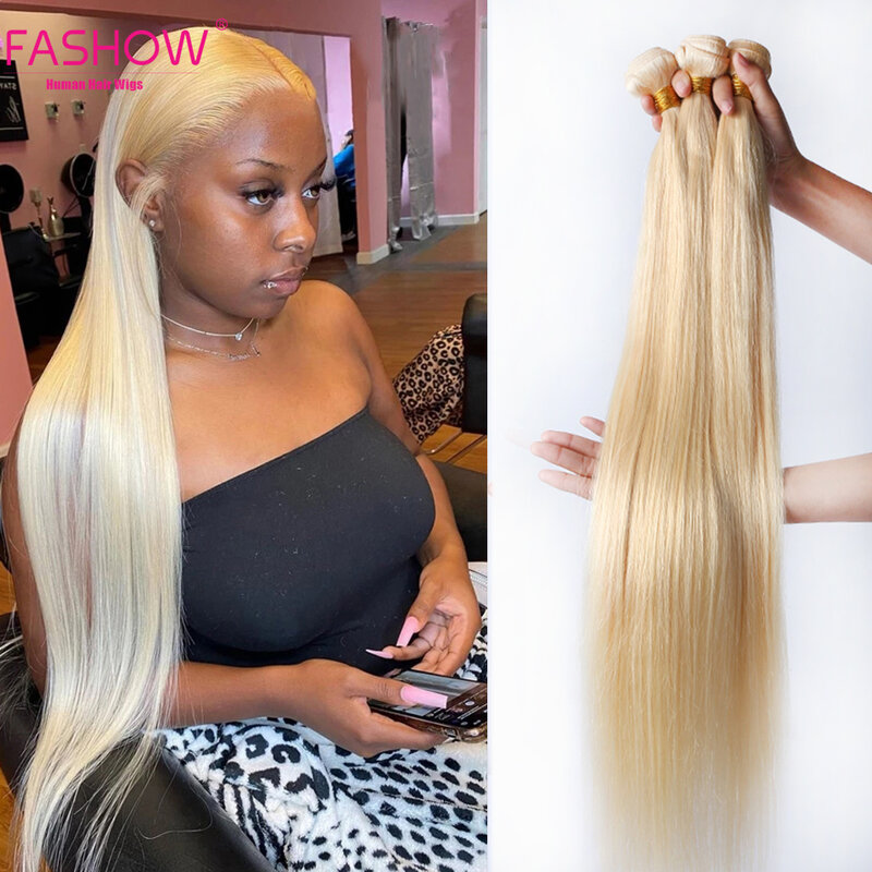 Fashow brasilia nisches Haar blonde glatte Haar bündel 613 honig blonde Haar bündel menschliches Haar webt Bündel 12-40 Zoll zum Verkauf