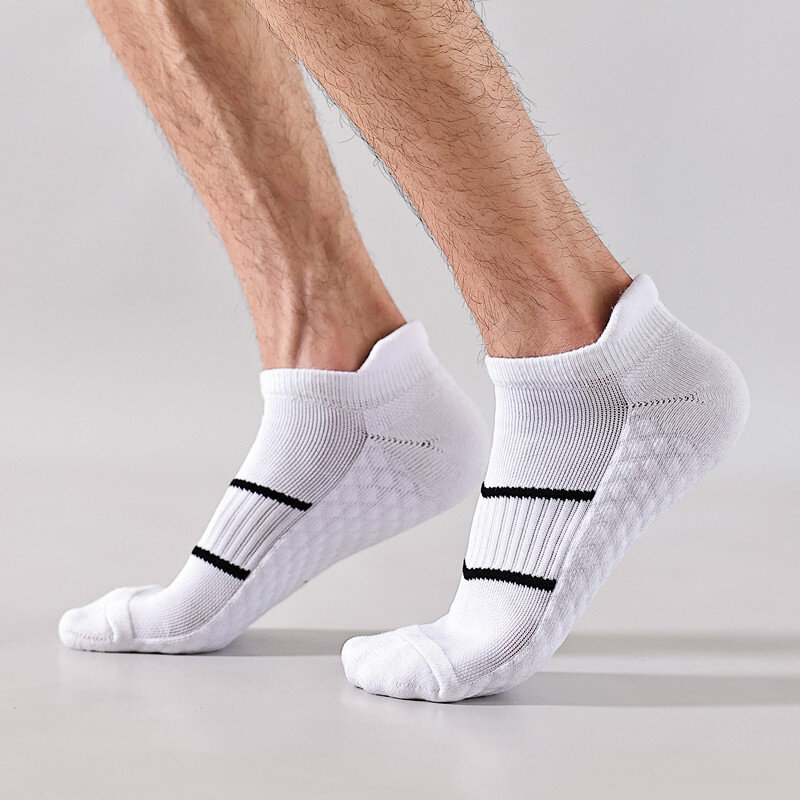 3 Pairs/Lot Men's Ankle Socks Short Breathable Sports Casual Towel Bottom Funny Happy Polyester Cotton Towel Bottom Sock
