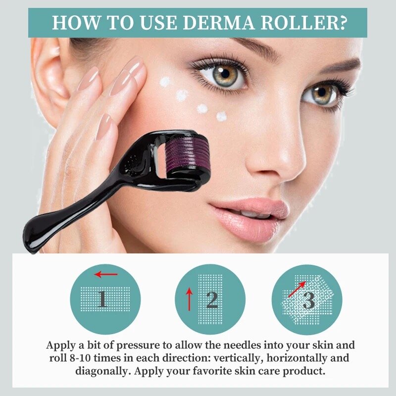 1 pz nero viola Derma Roller in acciaio inox nero Microneedling Roller cura della pelle del viso uso domestico per strumento di massaggio di bellezza del viso