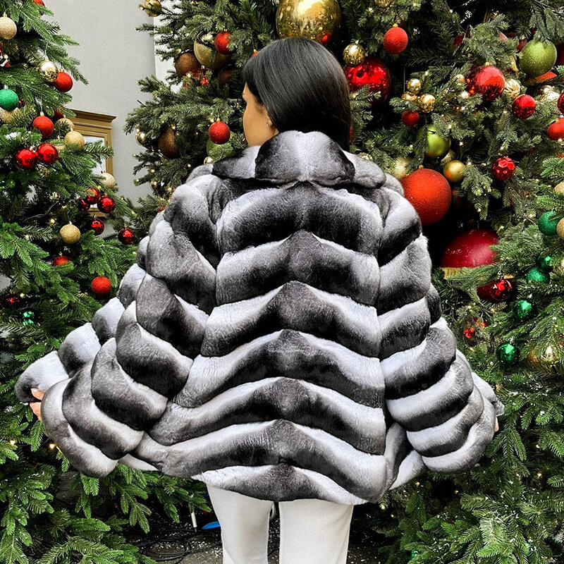 Cappotto di pelliccia di coniglio Rex naturale invernale donna giacche di pelliccia corta pelliccia di cincillà Best Seller giacca di vera pelliccia