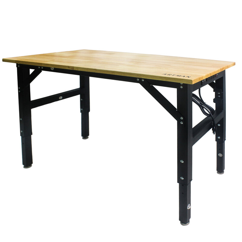 Рабочий стол регулируемый, рабочая стойка из твердой древесины с силовым выходом, грузоподъемность 48 фунтов, для мастерской и офиса