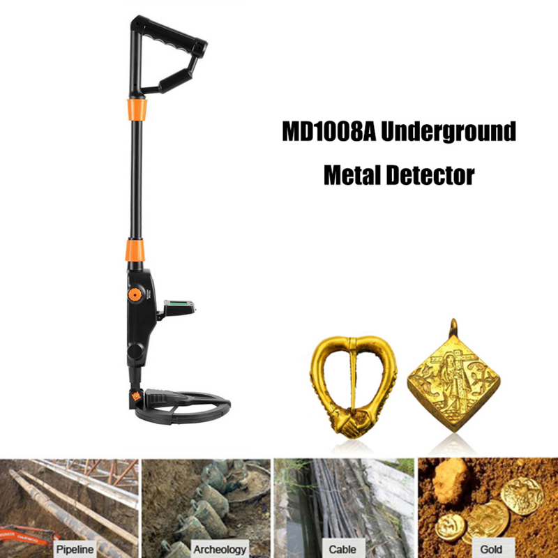 MD1008A detektor logam bawah tanah, pendeteksi logam emas perak perhiasan, pencari harta karun dengan tampilan Digital LCD
