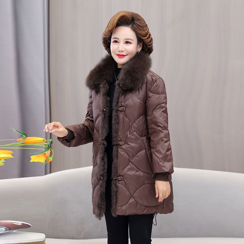 2024 New Winter Down Jacket Parkas Women Fur Collar Thicke Down Jacket Middle-Aged Female Coat Mother Warm Long Outwear R531