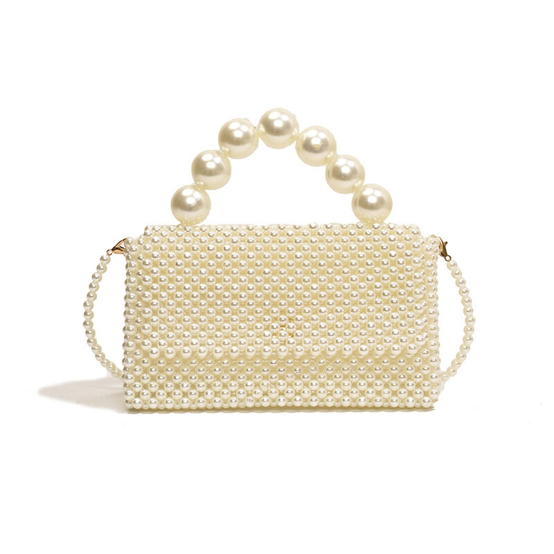 Sac à main portable avec décoration en perles pour femme, sacs à main tendance, sacs à bandoulière perlés, nouveau, 2024