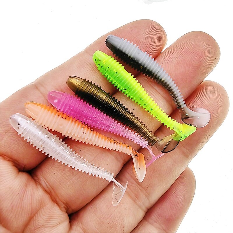 MUKUN-Micro Soft Fishing Lures, T-cauda Worm Lure, pequena isca artificial, Jig Wobblers, Bass Pike Fishing Tackle, 0.35g, 35mm, 10Pcs