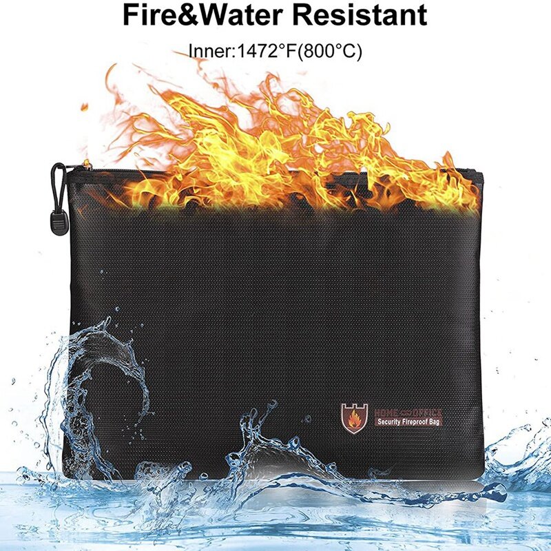حقيبة وثيقة مقاومة للحريق ، أكياس وثيقة مقاومة للماء ومقاومة للحريق ، حقيبة المال مقاومة للحريق ، حامل A4 ، 2X