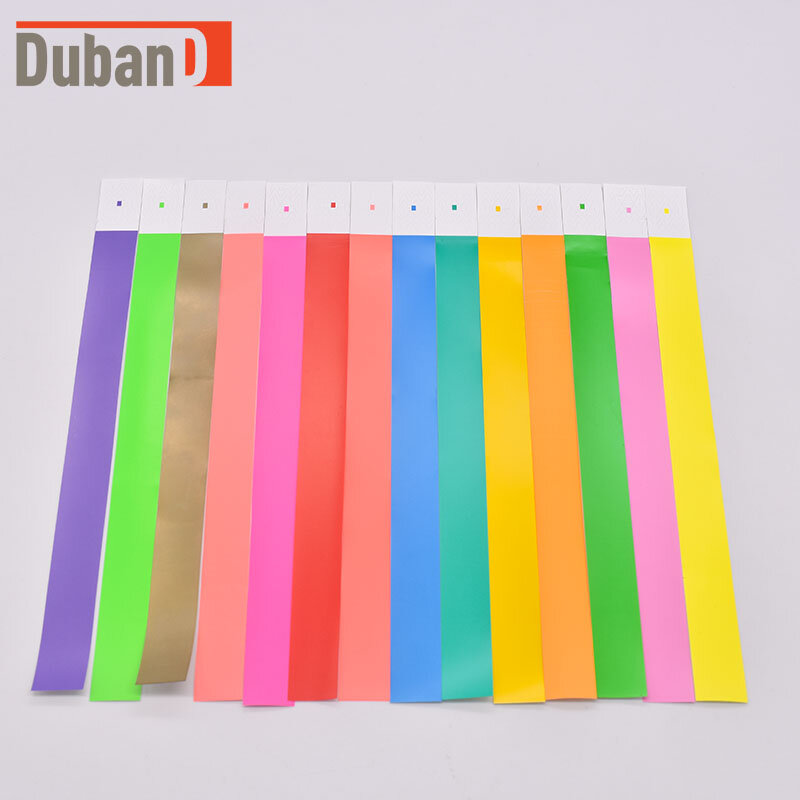 Pulsera desechable de papel sintético para hombre y mujer, brazalete universal, colorida, sin correa, 100 unidades