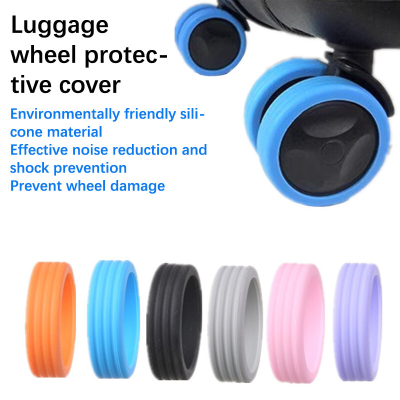 Protector de ruedas de equipaje de silicona, accesorios de cubierta de equipaje de viaje, 8 piezas