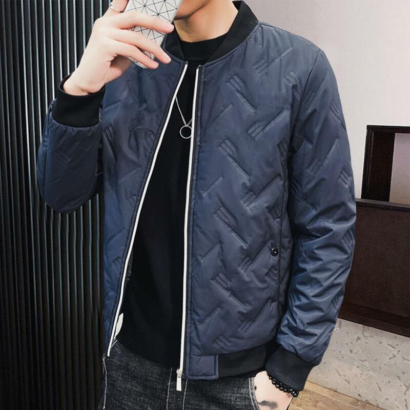 Breathable  Stylish Thicken Ribbed Cuff Jacket Male Men Coat Fashion Pattern   for Outdoor