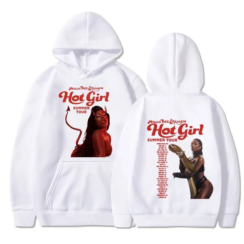 Rapper Megan Thee Stallion Hot Girl Summer 2024 Tour Hoodies Men Women Hip Hop Vintage Hooded Sweatshirt Casual Oversized Hoodie