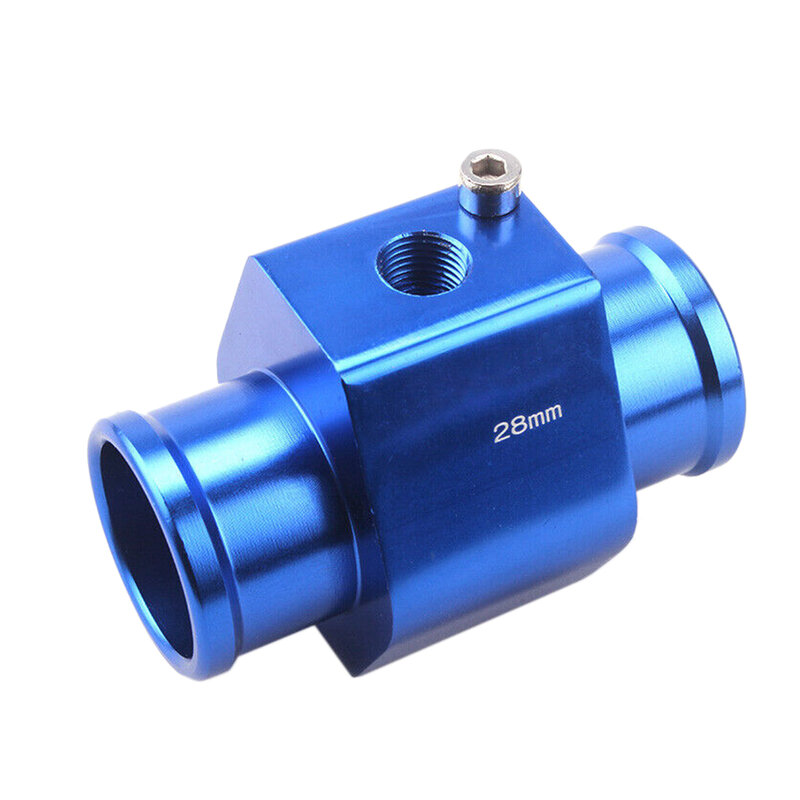 Adaptador de manguera de radiador con abrazaderas, indicador de Sensor de tubería de junta de temperatura de agua de coche Universal, azul, 28mm