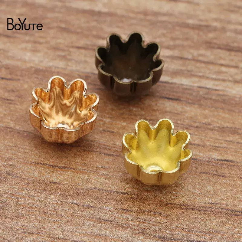 BoYuTe (200 buah/lot) topi manik bunga kuningan logam 8MM untuk membuat perhiasan aksesori Diy grosir