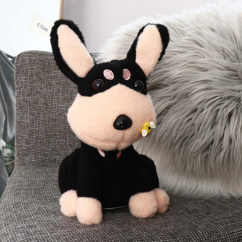 25cm Electric Bee Puppy Black Dog Stung by Bees Dog Plush Toy Singing and Recording Calling Circle Bee Dog