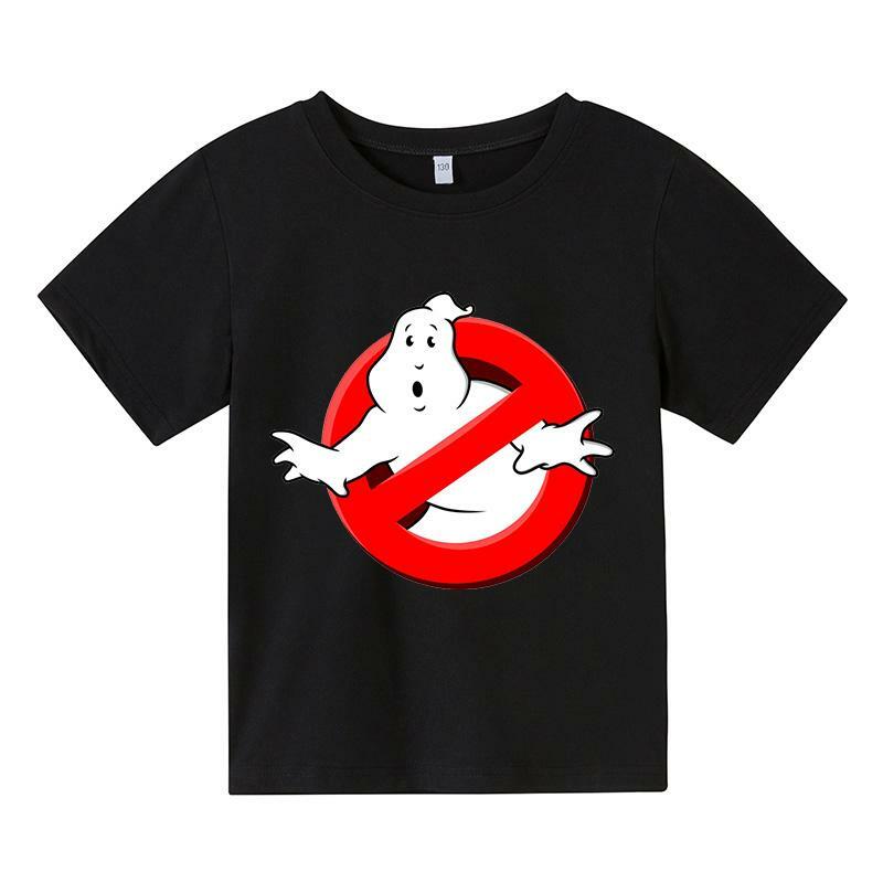 Estate ragazzi/ragazze 4-14t cartone animato cotone divertente Ghostbusters gioco stampa manica corta t-shirt per bambini
