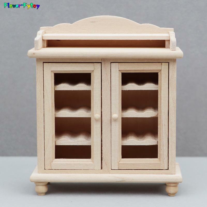 Solid Color Wine Cabinet Miniatura, Simulação Display Cabinet, Dollhouse Móveis, Decoração Cena Brinquedos, 1:12, 1Pc