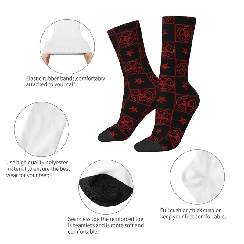 Funny Baphomet Football Socks Polyester Middle Tube Socks for Women Men Non-slip
