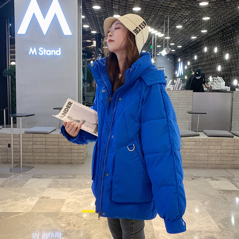 Thicke Bread Clothing Short Down Padded Jacket Women Outerwear Loose Hooded Warm Parka 2022 Autumn Winter Coat Female Overcoat