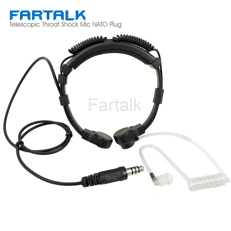 Telescopic Heavy Duty Tactical Throat Vibration Mic Headphone Headset Microphone NATO Plug for Walkie Talkie Radio
