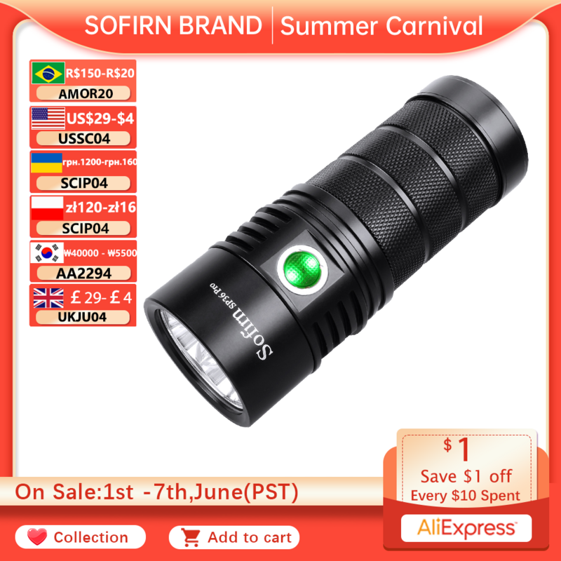 Sofirn SP36 Pro Anduril 4 * SST40 potężna latarka LED 8000 lm USB-C akumulator 18650 latarka Super jasna latarnia