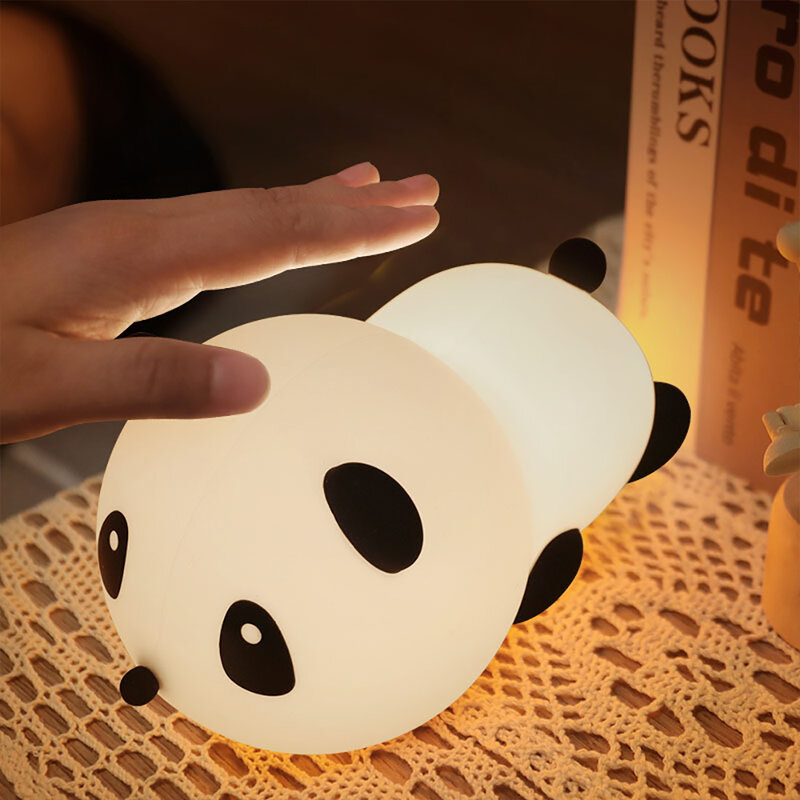 Kinder Silikon Panda Lampe Fernbedienung USB sieben Farben kleines Nachtlicht Aufladen Schlafzimmer Nacht Atmosphäre klatschen Lichter
