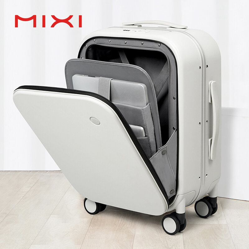 Mixi marca de luxo design carry on mala de viagem de policarbonato rolando bagagem com 8 rodas giratórias tsa lock 18 20 Polegada