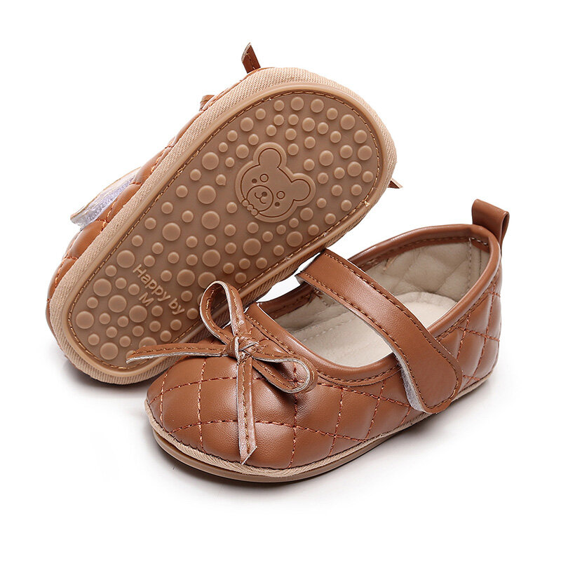 VISgogo-zapatos Mary Jane para bebé, zapatillas planas acolchadas con lazo, informales, para caminar, para recién nacido