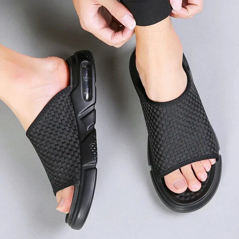 Мужские спортивные пляжные сандалии, дышащие уличные сандалии с открытым носком, лето 2024
