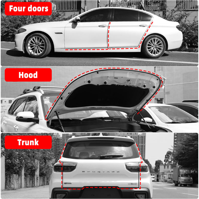Tiras de proteção de carro de borracha de vedação de carro de isolamento acústico de porta anti-riscos fita adesiva de vedação para acessórios de interiores automotivos