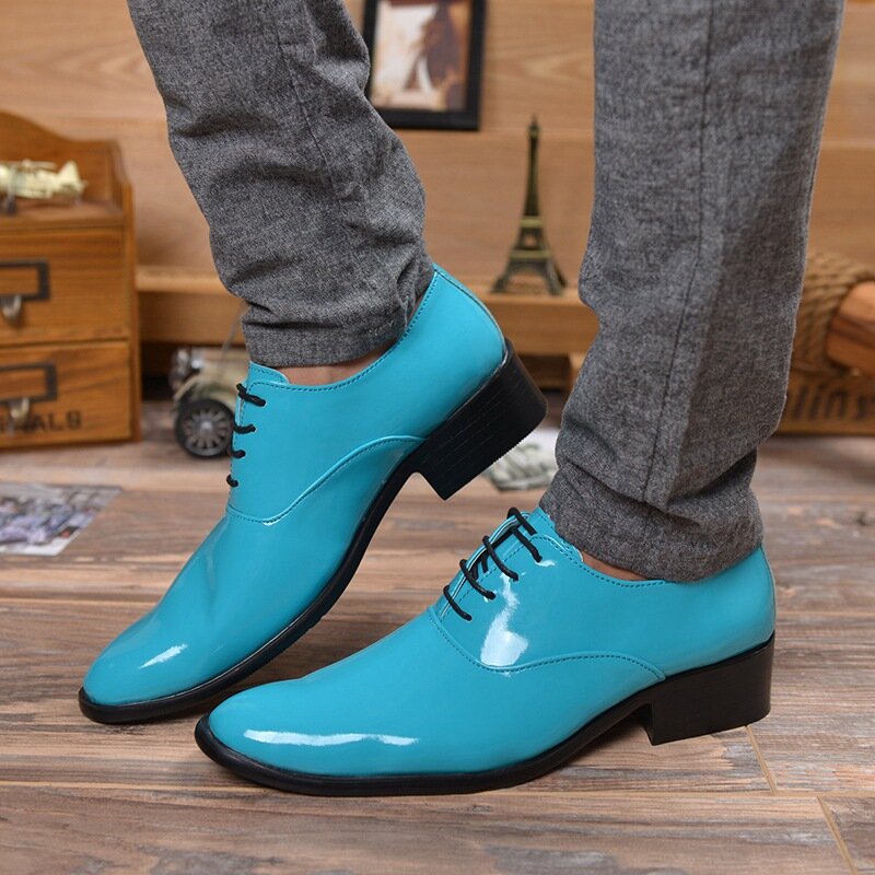 Men Dress Shoes High Heel Patent Leather Shoes Elevator Shoes Pointed Toe Formal Shoes For Man Luxury Wedding Party Male Oxfords