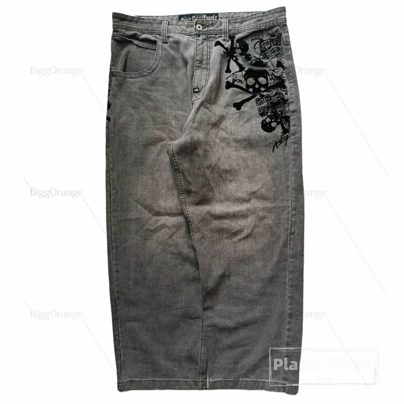 JNCO-pantalones vaqueros holgados Vintage para hombre y mujer, Jeans con patrón bordado, ropa de calle informal de Hip Hop, Harajuku, pierna ancha, alta calidad, Y2K