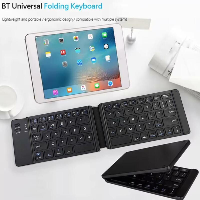 Bt-Teclado sem fio dobrável, Mini teclado para laptop, Tablet, leve, compatível com Bluetooth, E7r7