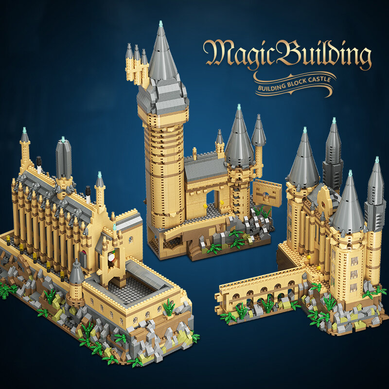 Set blok bangunan Mini MOC 6000 + buah hadiah mainan Harry Potter bata untuk anak-anak dewasa Sihir Hogwarts Castle Blok 3.5mm