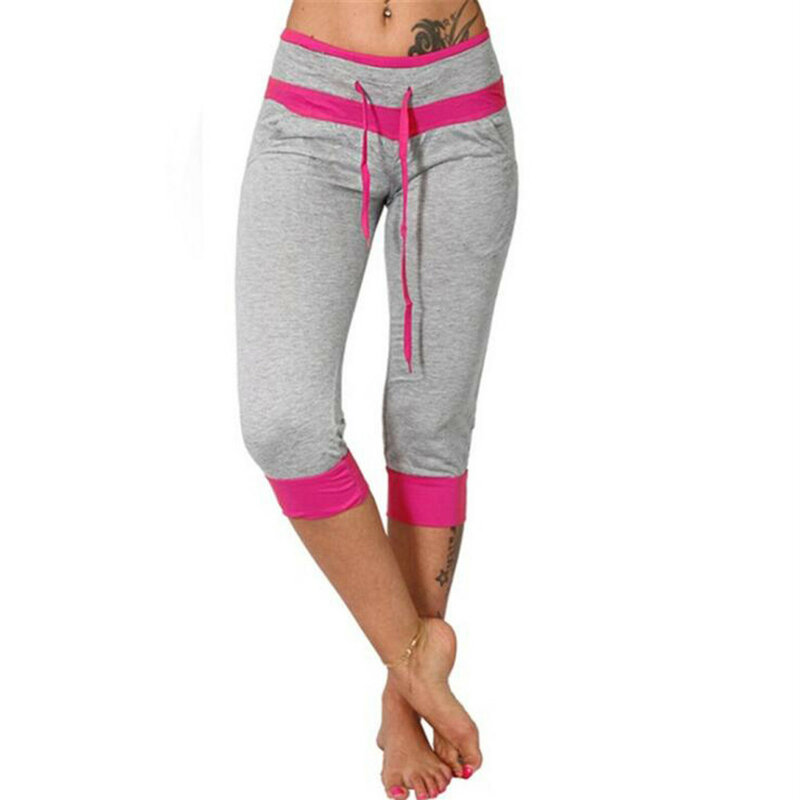 Celana pendek olahraga wanita musim panas celana panjang betis celana Capri wanita Fitness Yoga Gym legging pinggang tinggi legging olahraga pakaian aktif