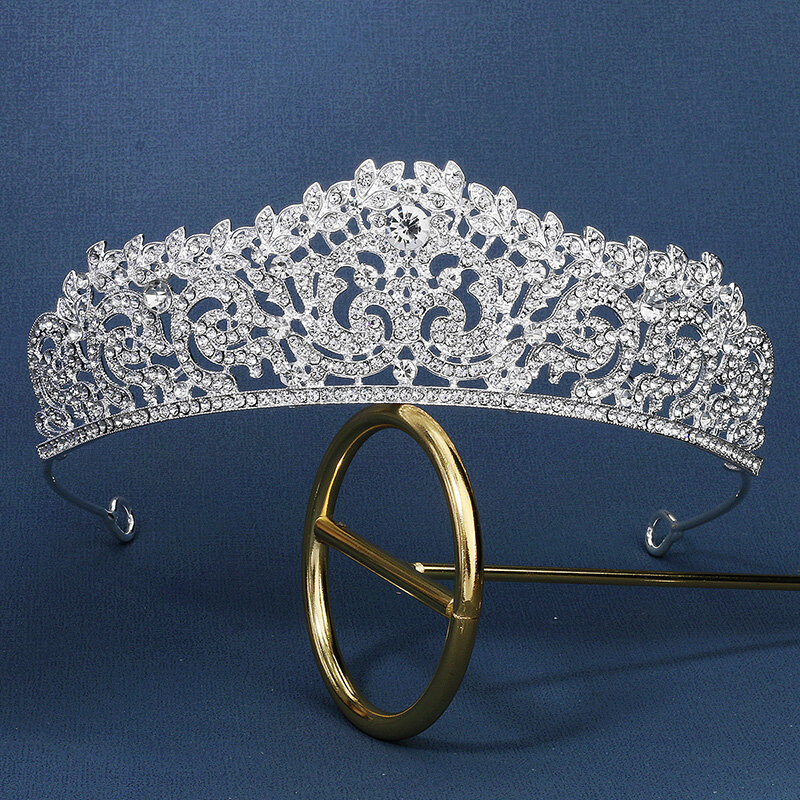 Mahkota kristal elegan mewah, aksesori rambut Tiara untuk pesta ulang tahun wanita, pernikahan, Prom, aksesori kepala