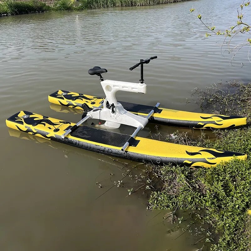 강에서 팽창식 PVC 수상 자전거, 노란색 하이 퀄리티, 1 인용, 새로운 디자인