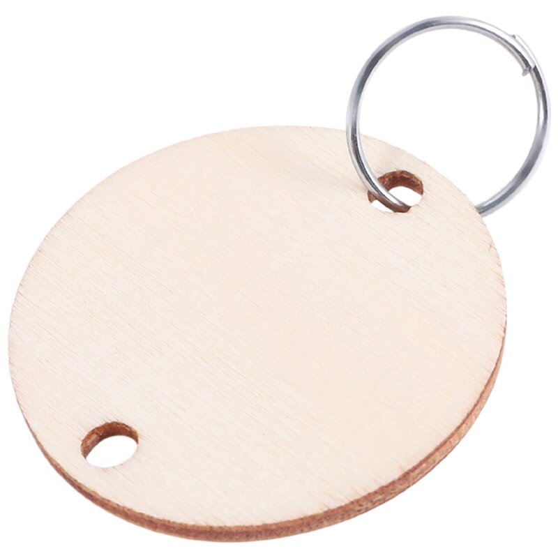 100 Pieces Round Wooden Discs With Holes Birthday Board Tags And 100 Pieces 15 Mm Rings For Arts And Crafts (3CM)